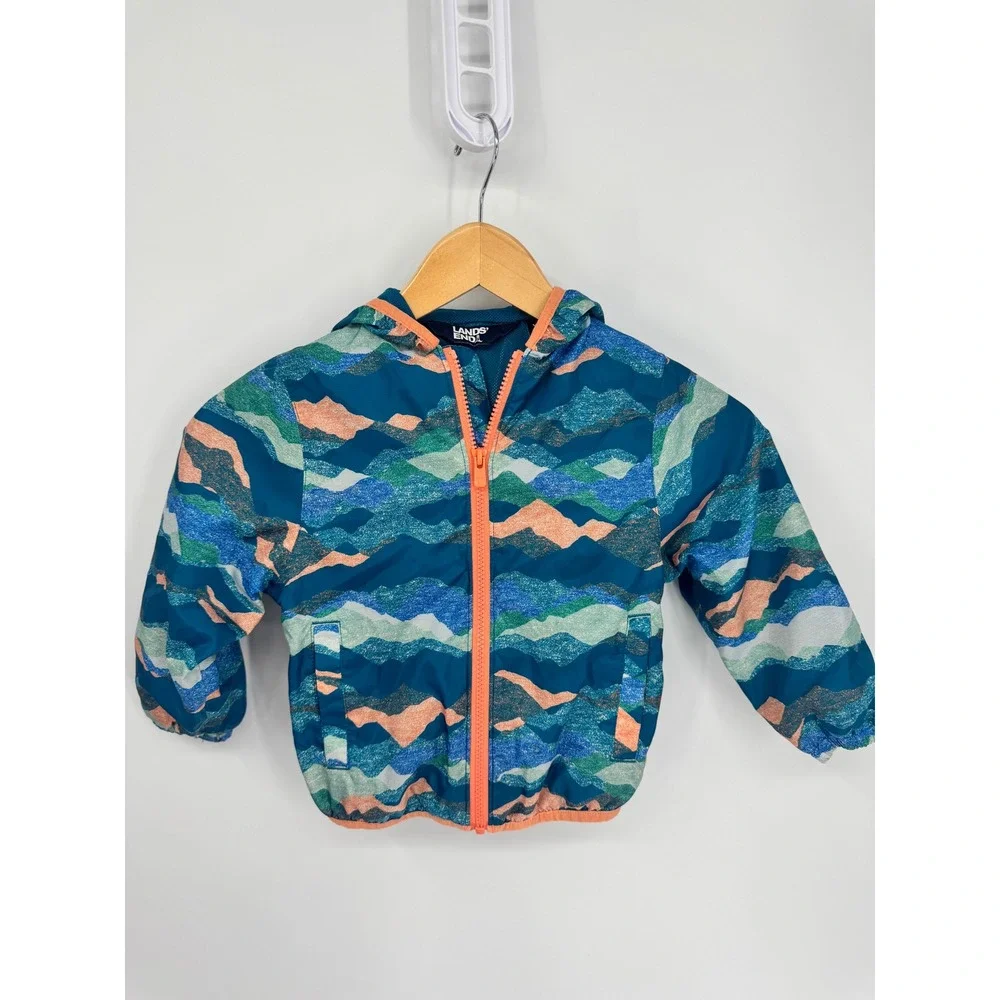 Lands'‎ End Packable Windbreaker Toddler XXS 2t 3t Blue Mountain Unisex Spring